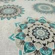Vastagabb vászon ritka türkiz-szürke mandala