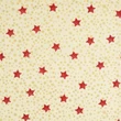 Karácsonyi pamutvászon piros-arany hópelyhek, csillagok krém alapon