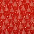 Karácsonyi pamutvászon krémszínű karácsonyfák piros alapon
