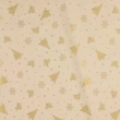 Karácsonyi pamutvászon krém alapon arany fenyő-csillag-díszgömb