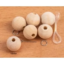 Fa golyó natúr 16 mm 10 db - ékszer kiegészítőkkel