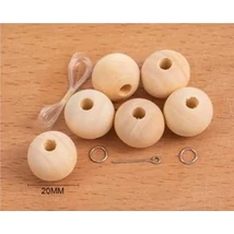 Fa golyó natúr 20 mm 6 db - ékszer kiegészítőkkel