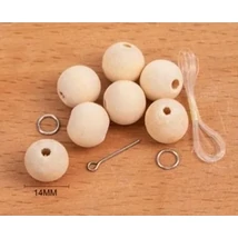 Fa golyó natúr 14 mm 15 db - ékszer kiegészítőkkel