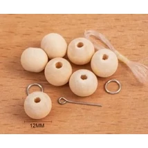 Fa golyó natúr 12 mm 20 db - ékszer kiegészítőkkel