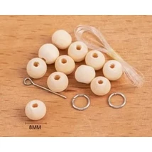 Fa golyó natúr 8 mm 40 db - ékszer kiegészítőkkel