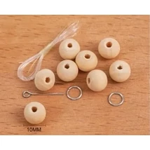 Fa golyó natúr 10 mm 25 db - ékszer kiegészítőkkel