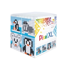 Pixel XL kocka pingvin oldalt 4 db 6x6 cm kép (4 alaplap+12 XL szín)