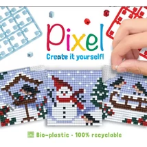 Pixel kocka Hóember 3 db 6x6 cm kép (3 alaplap+ 3 képhez elegendő pixel színlap)