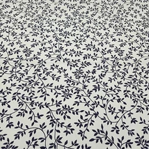 Pamutvászon fehér alapon fekete leveles indák