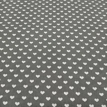 Pamutvászon szürke alapon apró fehér szívek