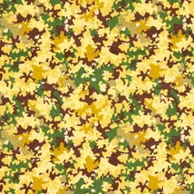 Pamutvászon drapp, barna, zöld terepmintás