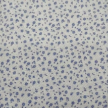 Pamutvászon  fehér alapon aprócska sötétkék virágok, pöttyök