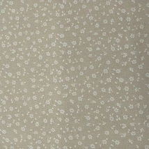 Pamutvászon bézs alapon aprócska krém virágok, pöttyök