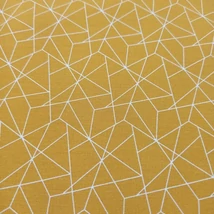 Pamutvászon mustár alapon fehér geometrikus minta