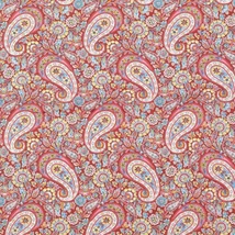 Pamutvászon kasmír mintás piros-kék