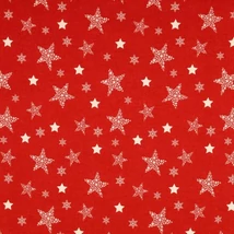 Karácsonyi pamutvászon piros alapon fehér csillagok