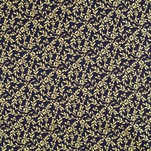 Karácsonyi pamutvászon kék alapon arany leveles ágak