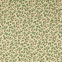 Karácsonyi vastagabb pamutvászon krém alapon magyal ágak és bogyók