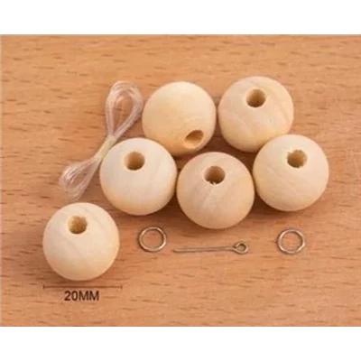 Fa golyó natúr 20 mm 6 db - ékszer kiegészítőkkel