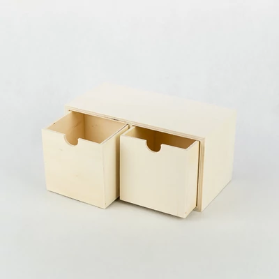 Fa két fiókos tároló nagy 20×10×10 cm 