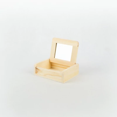 Fa tükrös doboz  12×10×4 cm 