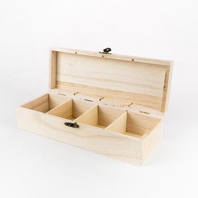 Fa fedeles doboz négy rekeszes 25×9,5×6,7 cm 