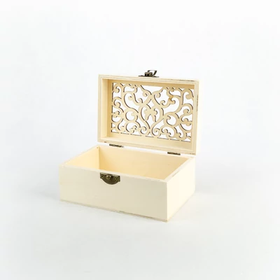 Fa fedeles doboz áttört tetővel 14×10×7 cm "India"