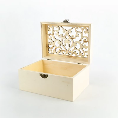 Fa fedeles doboz áttört tetővel 18×13×9 cm "India"