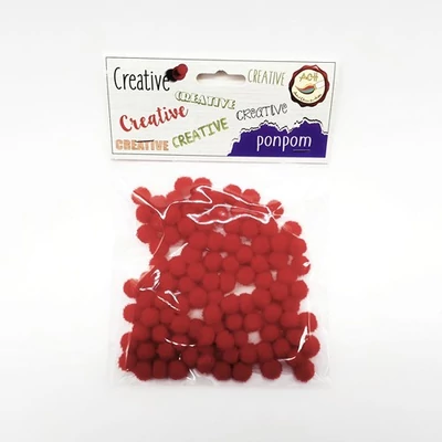 Pompom piros 7 mm 100 db