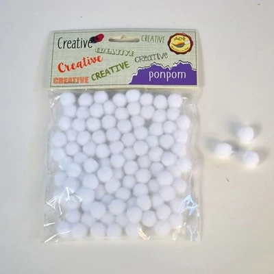 Pompom fehér 10 mm 100 db
