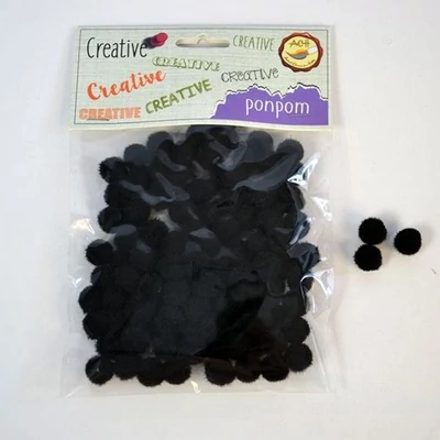 Pompom fekete 10 mm 100 db