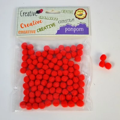 Pompom piros 10 mm 100 db
