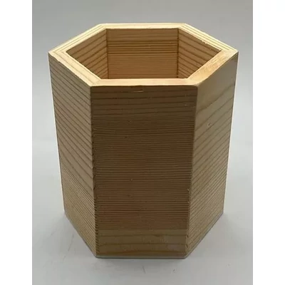 Fa ceruzatartó 6szög alapú 9×9 cm 10 cm magas