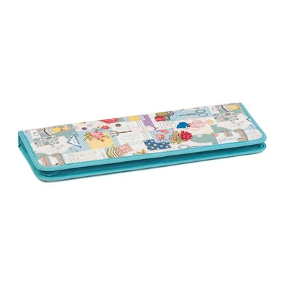 Kötötűtartó merev táska retro mintával 13×38×3 cm