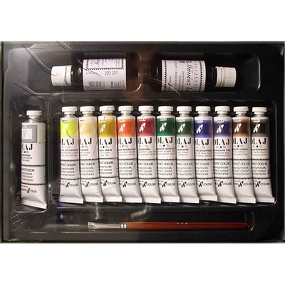 Pannoncolor olajfesték művész mesterkészlet 12 szín + kiegészítők 22 ml