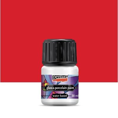Pentart üveg és porcelánfesték piros 30 ml