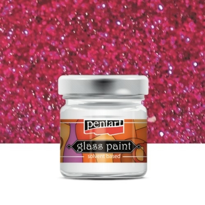 Pentart üvegfesték oldószeres csillámos pink 30 ml