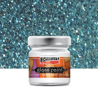 Pentart üvegfesték oldószeres csillámos kék 30 ml