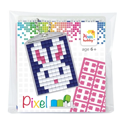 Pixel kulcstartó szett nyuszi  (alaplap+3 szín)
