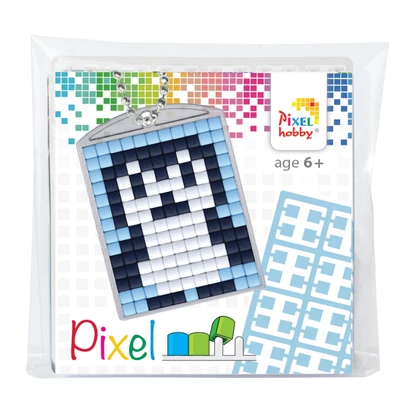 Pixel kulcstartó szett pingvin  (alaplap+3 szín)