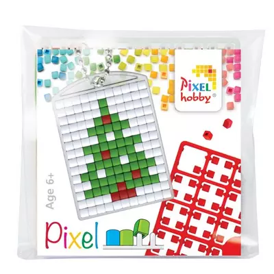 Pixel kulcstartó szett Karácsonyfa  (alaplap+3 szín)