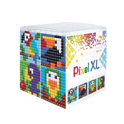 Pixel XL kocka madarak 4 db 6x6 cm kép (4 alaplap+12 XL szín)