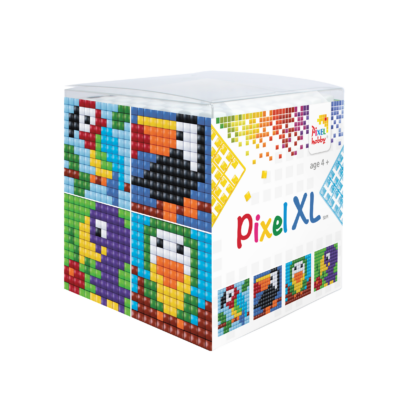 Pixel XL kocka madarak 4 db 6x6 cm kép (4 alaplap+12 XL szín)