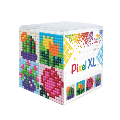 Pixel XL kocka virágok 4 db 6x6 cm kép (4 alaplap+12 XL szín)