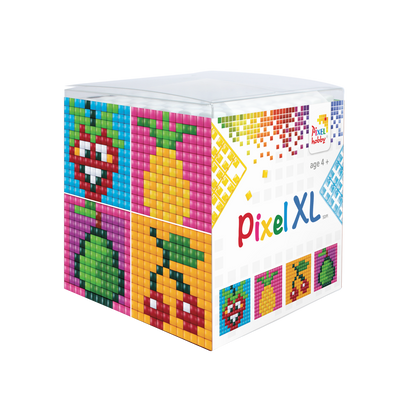 Pixel XL kocka gyümölcsök 4 db 6x6 cm kép (4 alaplap+12 XL szín)