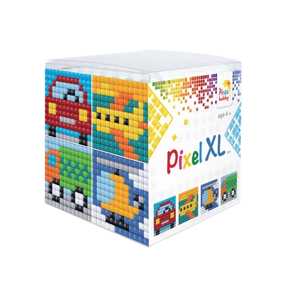 Pixel XL kocka járművek 4 db 6x6 cm kép (4 alaplap+12 XL szín)