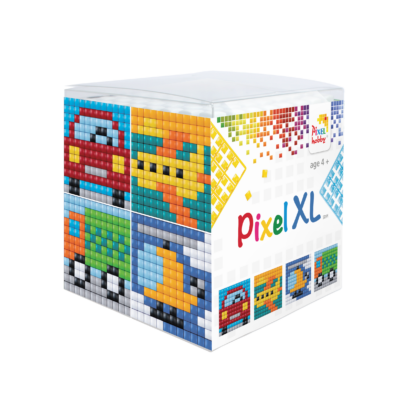 Pixel XL kocka járművek 4 db 6x6 cm kép (4 alaplap+12 XL szín)