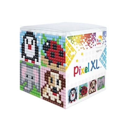 Pixel XL kocka állatok 3 pingvin 4 db 6x6 cm kép (4 alaplap+12 XL szín)