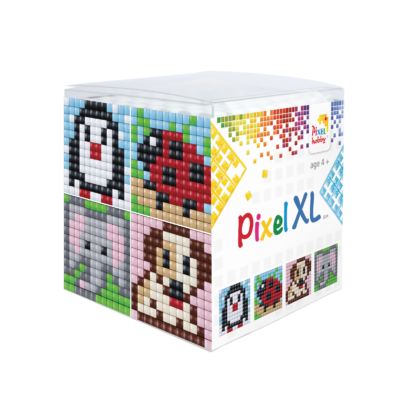 Pixel XL kocka állatok 3 pingvin 4 db 6x6 cm kép (4 alaplap+12 XL szín)