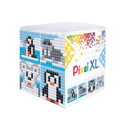 Pixel XL kocka pingvin oldalt 4 db 6x6 cm kép (4 alaplap+12 XL szín)